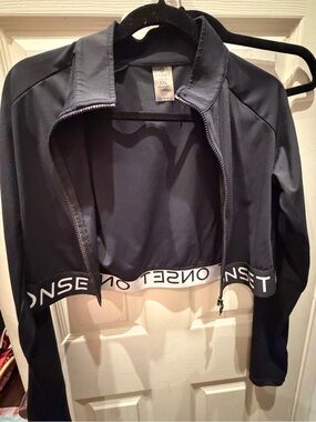 ONSET Cropped Black jacket with Branded Elastic Hem